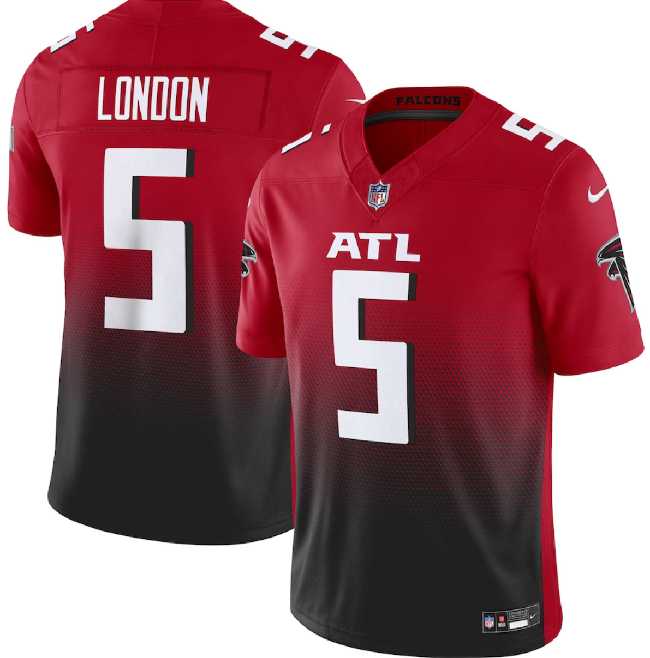 Men & Women & Youth Atlanta Falcons #5 Drake London Red Black 2023 F.U.S.E. Vapor Untouchable Limited Stitched Jersey